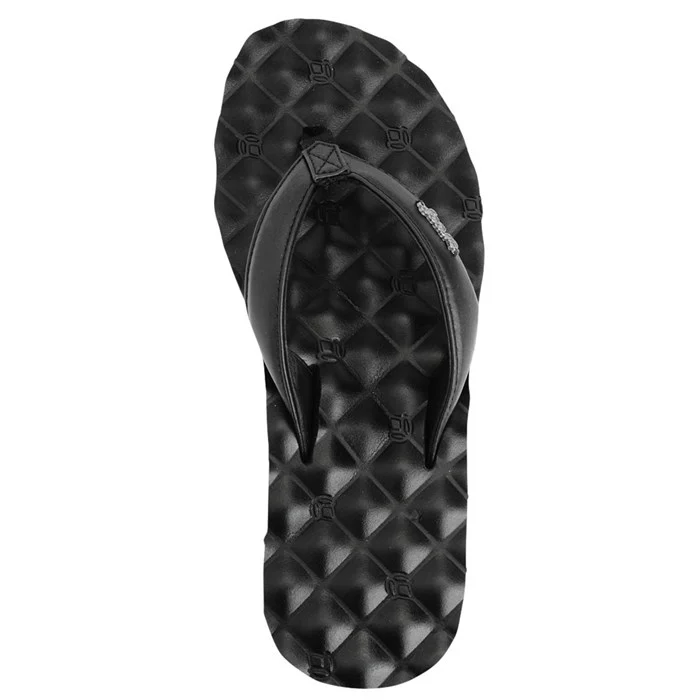 Black flip-flop sandal with textured cushioned footbed.